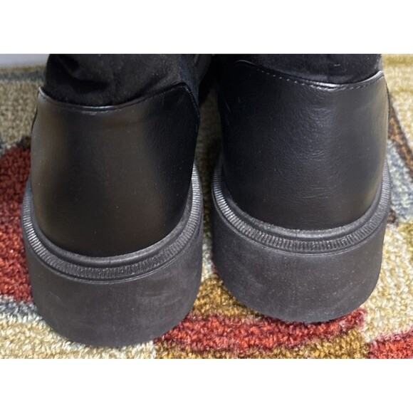 Women's Rouge Faux Black Leather and Suede Round Toe Boots Shoes Size 10 - Picture 3 of 4